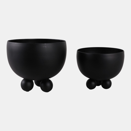 Sagebrook Home S/2 9/11" Metal Bowl Planter With Ball Feet Black Wishlist Create New