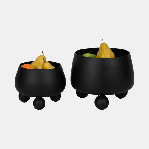 Sagebrook Home S/2 9/11" Round Metal Planters With Ball Feet Blk Wishlist Create New