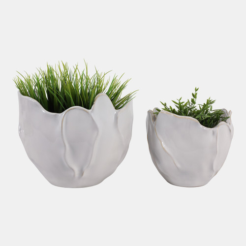 Sagebrook Home S/2 9/12" Flower Shaped Planters Ivory Wishlist Create New