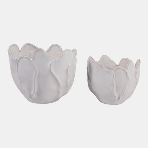 sagebrook home S/2 9/12" Flower Shaped Planters Ivory Wishlist Create New