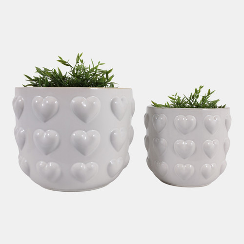 Sagebrook Home S/2 9/12" Hearts Planters Ivory Wishlist Create New