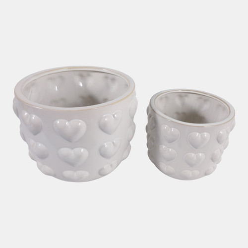 Sagebrook Home S/2 9/12" Hearts Planters Ivory Wishlist Create New