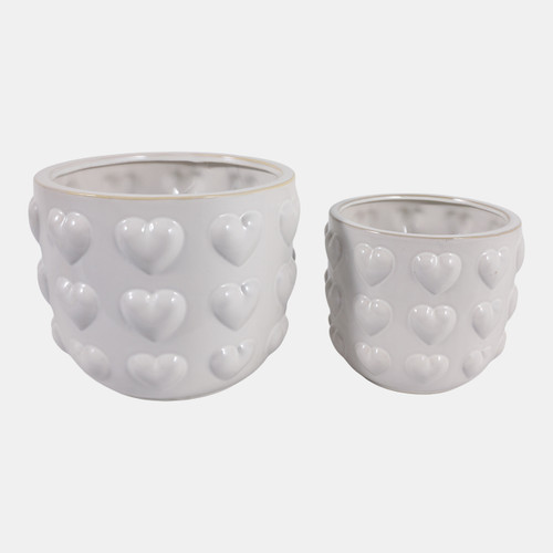 sagebrook home S/2 9/12" Hearts Planters Ivory Wishlist Create New