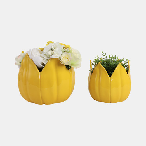 Sagebrook Home S/2 9/12" Petal Planters Yellow Wishlist Create New