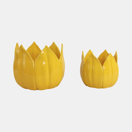 Sagebrook Home S/2 9/12" Petal Planters Yellow Wishlist Create New