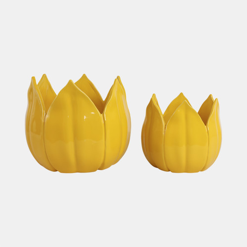Sagebrook Home S/2 9/12" Petal Planters Yellow Wishlist Create New