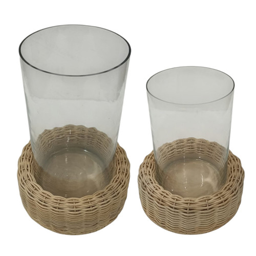 Sagebrook Home S/2 9/12" Raffia Base Hurricane Natural Wishlist Create New