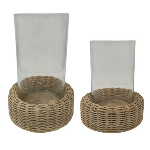 sagebrook home S/2 9/12" Raffia Base Hurricane Natural Wishlist Create New