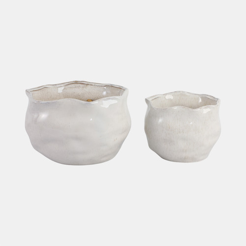 Sagebrook Home S/2 9/12" Round Wavy Edge Planters White Wishlist Create New