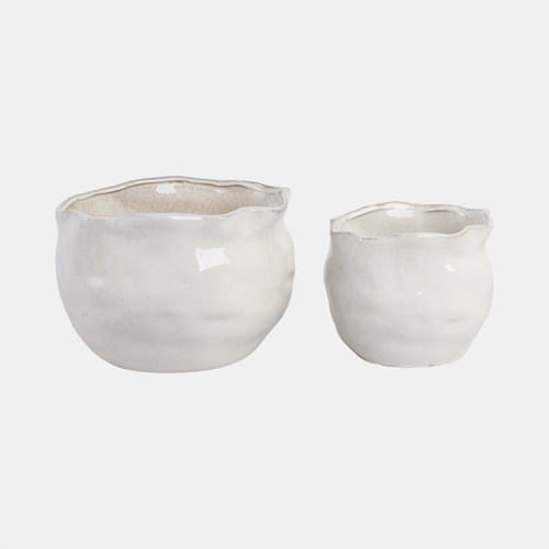 sagebrook home S/2 9/12" Round Wavy Edge Planters White Wishlist Create New