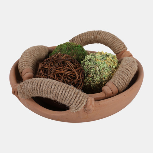Sagebrook Home S/2 9/12" Terracotta Bowls W/ Jute Handle Natural Wishlist Create New