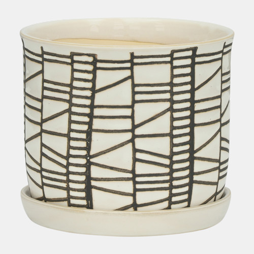 Sagebrook Home S/2 Ceramic 6/8" Planter W/ Saucer Beige Wishlist Create New