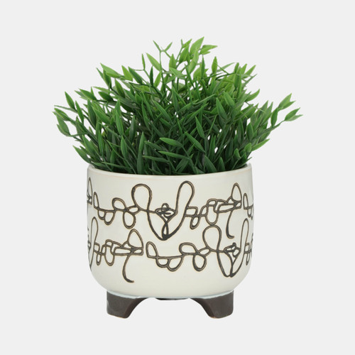 Sagebrook Home S/2 Ceramic 6/8" Scribble Footed Planter Beige Wishlist Create New