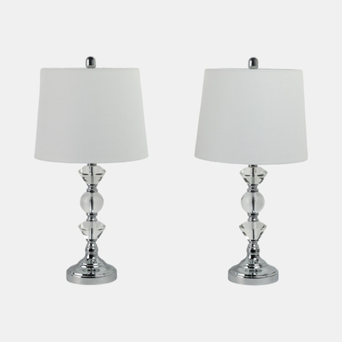 Sagebrook Home S/2 Crystal 26" Table Lamps Silver Wishlist Create New