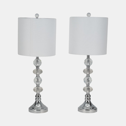Sagebrook Home S/2 Crystal 28" Table Lamp Silver Wishlist Create New