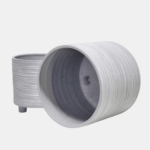 Sagebrook Home S/2 Footed Planter W/ Lines 6/8" Gray Wishlist Create New