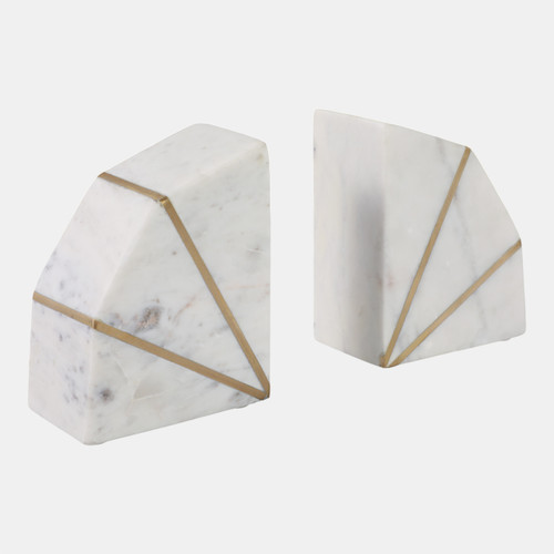 Sagebrook Home S/2 Marble 5"h Accent Bookends W/gold Inlays Wht Wishlist Create New