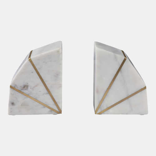 sagebrook home S/2 Marble 5"h Accent Bookends W/gold Inlays wht Wishlist Create New