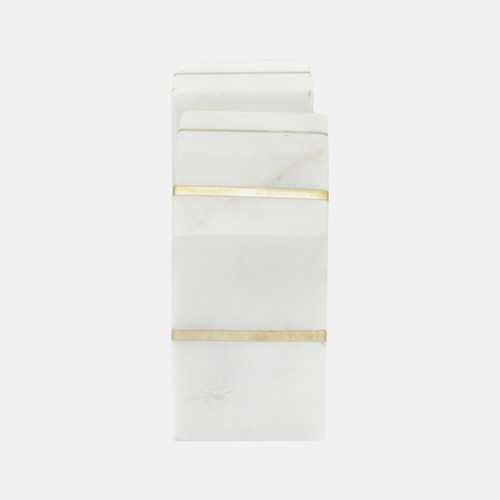 Sagebrook Home S/2 Marble 5"h Polished Bookends W/gold Inlays Wht Wishlist Create New