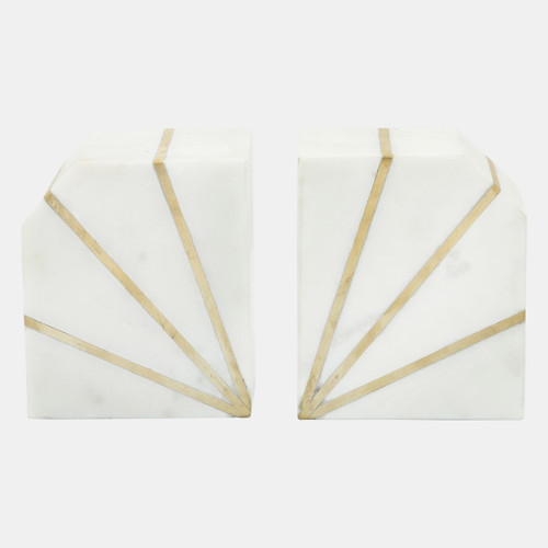sagebrook home S/2 Marble 5"h Polished Bookends W/gold Inlays wht Wishlist Create New