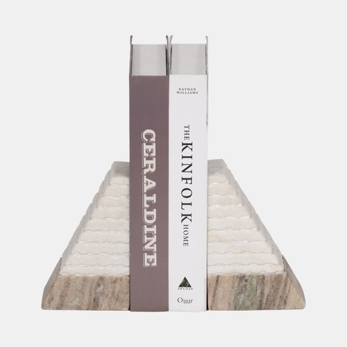 Sagebrook Home S/2 Marble 6"h Pyramid Bookends White/onyx Wishlist Create New