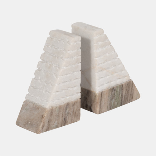 Sagebrook Home S/2 Marble 6"h Pyramid Bookends White/onyx Wishlist Create New