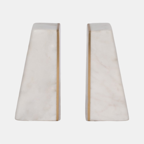 sagebrook home S/2 Marble 6"h Slanted Bookends W/gold Trim white Wishlist Create New