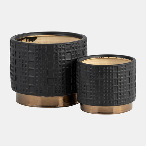 Sagebrook Home S/2 Mesh Metallic Planters 6/8" Black Wishlist Create New