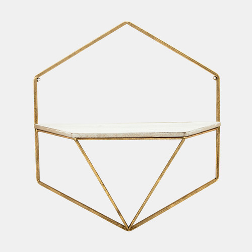 Sagebrook Home S/2 Metal / Wood Hexagon Wall Shelves Gold/wht Wishlist Create New