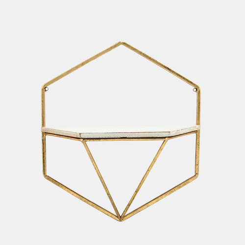 Sagebrook Home S/2 Metal / Wood Hexagon Wall Shelves Gold/wht Wishlist Create New