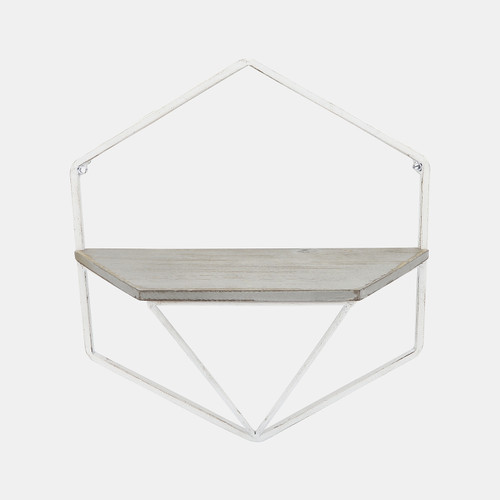 Sagebrook Home S/2 Metal / Wood Hexagon Wall Shelves Wht/gray Wishlist Create New