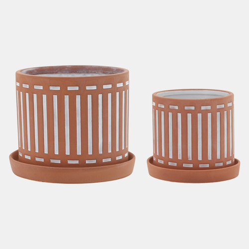 sagebrook home S/2 Terracotta Planters W/ Saucer 6/8" Orange Wishlist Create New