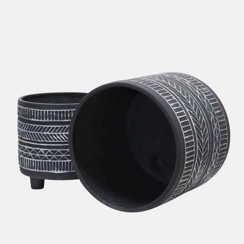 Sagebrook Home S/2 Tribal Look Footed Planter 6/8" Black Wishlist Create New