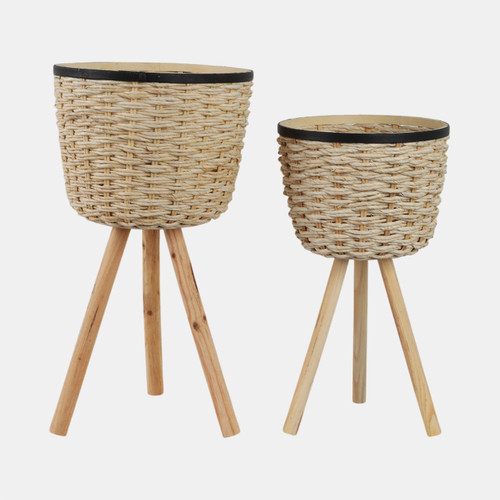 Sagebrook Home S/2 Wicker Footed Planters White Wishlist Create New