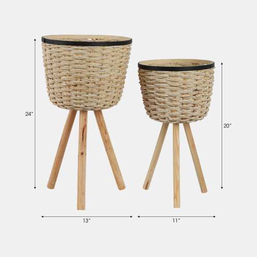 Sagebrook Home S/2 Wicker Footed Planters White Wishlist Create New