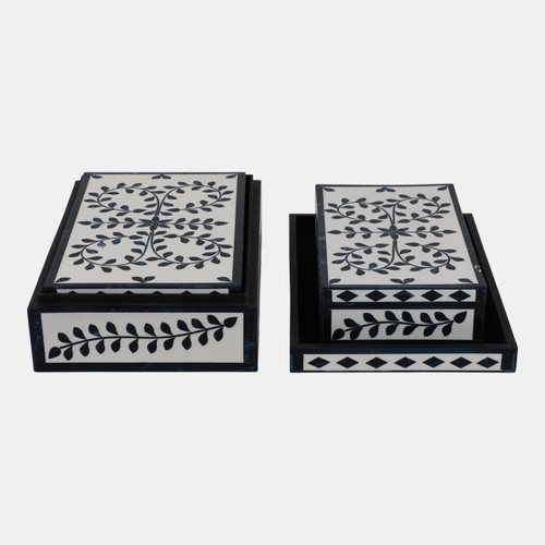 Sagebrook Home S/3 10/11/12" Blue Petals Boxes White/blue Wishlist Create New