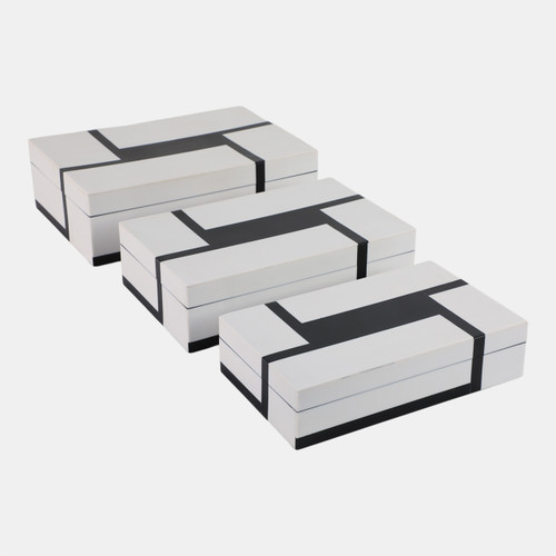 Sagebrook Home S/3 10/11/12" Bold Lines Design Boxes White/black Wishlist Create New
