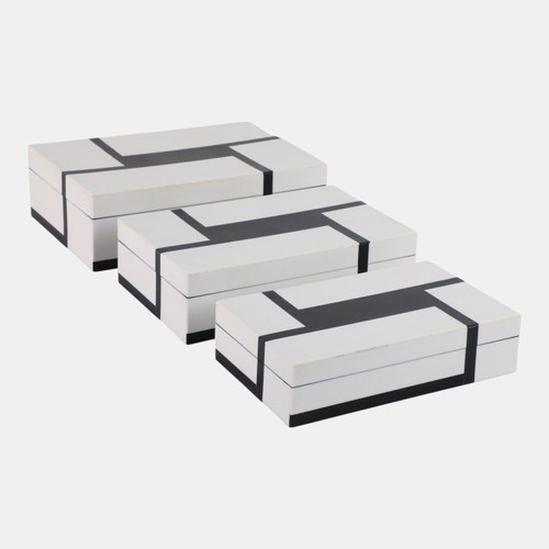 sagebrook home S/3 10/11/12" Bold Lines Design Boxes White/black Wishlist Create New