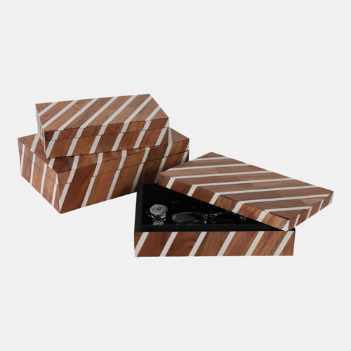 Sagebrook Home S/3 10/11/12" Diagonal Lines Boxes Natural/ivory Wishlist Create New