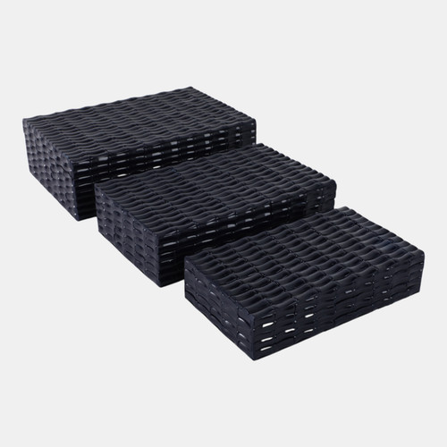 sagebrook home S/3 10/11/12" Faux Bamboo Piece Boxes Navy Wishlist Create New