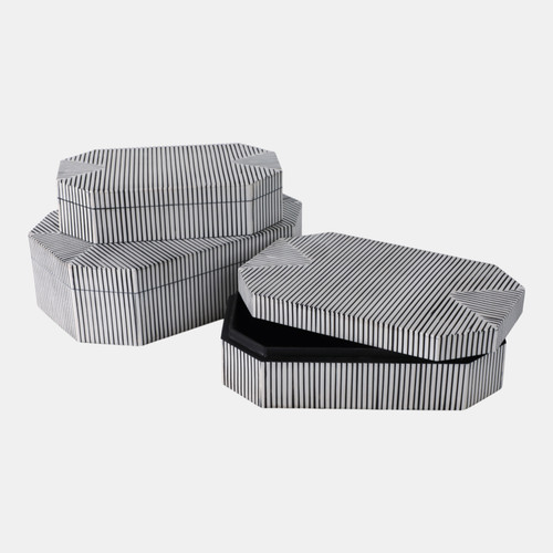 Sagebrook Home S/3 10/11/12" Grooved Octagon Boxes White Wishlist Create New