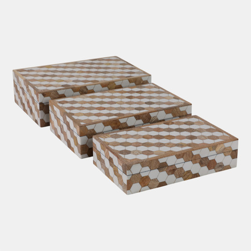 sagebrook home S/3 10/11/12" Hexagon Inlay Boxes White Wishlist Create New