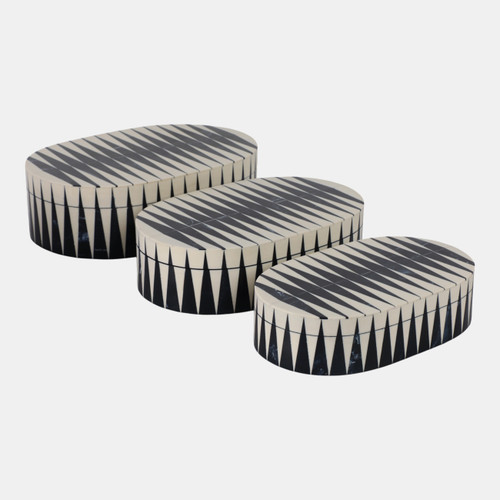 sagebrook home S/3 10/11/12" Oval Bold Lines Boxes White/blue Wishlist Create New