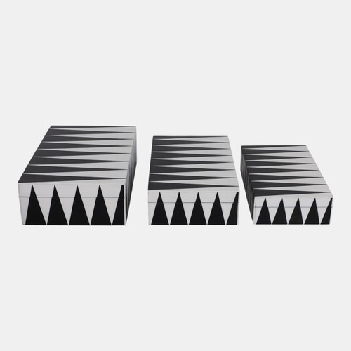Sagebrook Home S/3 10/11/12" Triangle Pattern Boxes Black/white Wishlist Create New
