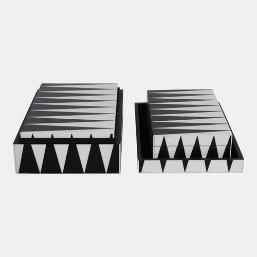 Sagebrook Home S/3 10/11/12" Triangle Pattern Boxes Black/white Wishlist Create New
