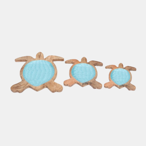 sagebrook home S/3 10/11/14" Sea Turtle Trays Blue/natural Wishlist Create New