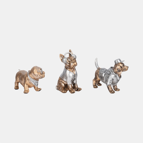 Sagebrook Home S/3 10" Cool Dogs Decor Gold Wishlist Create New
