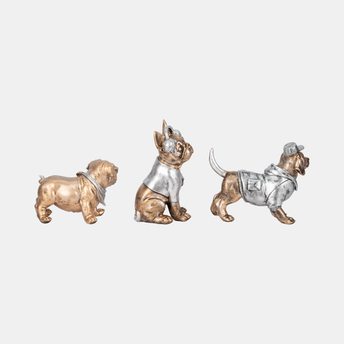 Sagebrook Home S/3 10" Cool Dogs Decor Gold Wishlist Create New
