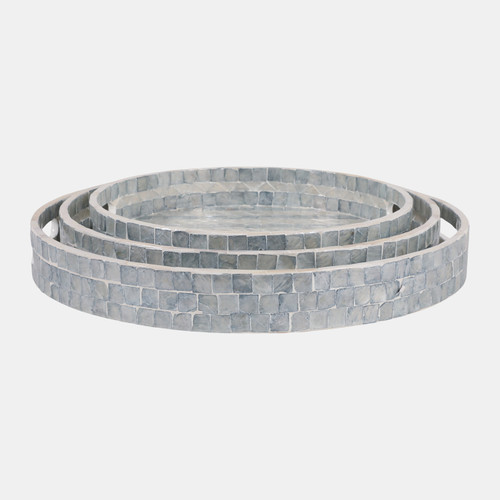 Sagebrook Home S/3 12/14/16" Capiz Trays Blue Wishlist Create New