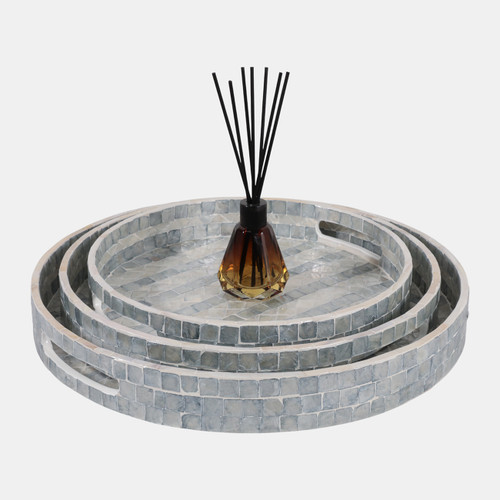 Sagebrook Home S/3 12/14/16" Capiz Trays Blue Wishlist Create New